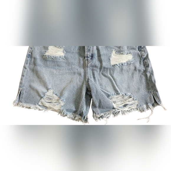 Juicy Couture Light Blue Distressed Jean Shorts with button fly. - Picture 4 of 8